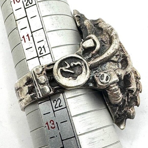 Axel Stocks Metal Messiah Biometric Skull Ring SZ US 12 - Picture 11 of 11